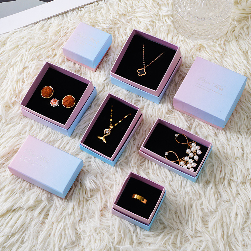 Gradient Macaron Color Small Gift Box Decorative Box Lid Gift Box Ring Box Jewelry Box Wholesale Jewelry Gift Box