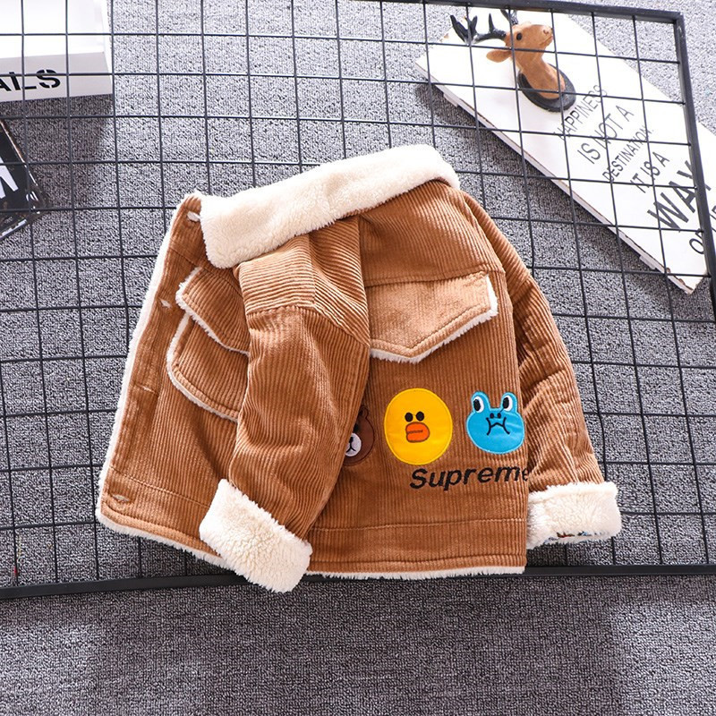 Picture of Baby 2023 cotton clothes winter fleece-lined thickened cartoon 4 Children 3 baby Autumn and Winter 2 children 1 year old boy coat fashion