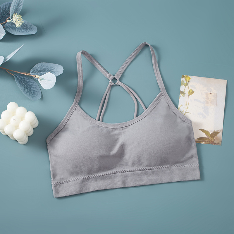Picture of New Parachute Cross Tube Top Backless Beautiful Back Strap Underwear with Chest Pad Anti-running Sports Girl Bra for Women