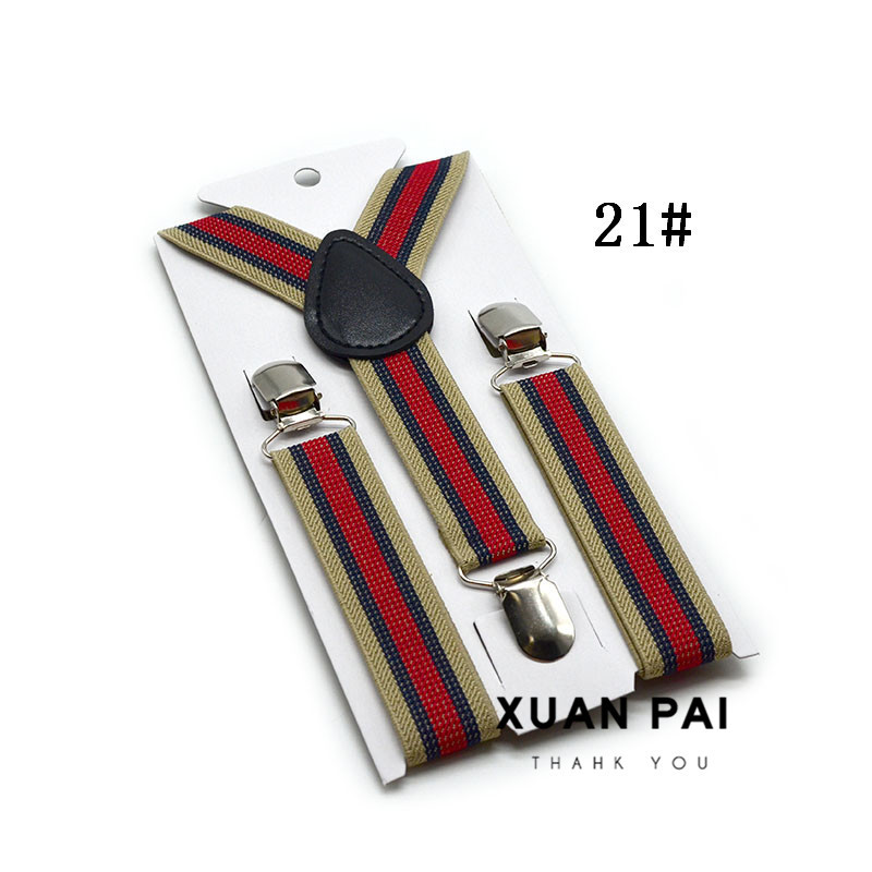 Picture of Children's 2.5cm Strap Clip Vintage Striped Series Boys and Girls Universal Suspender Belt Baby Autumn and Winter Pants Clip