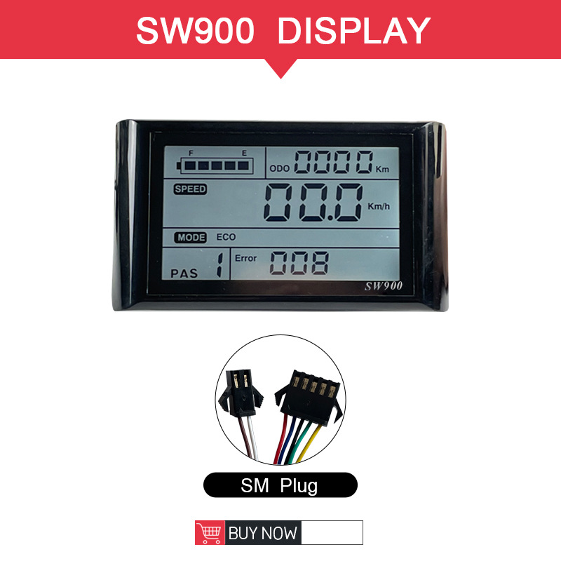 Electric Bicycle Modification Accessories Lcd-Sw900 Lcd Instrument Data Display 24-72V Sm Connector