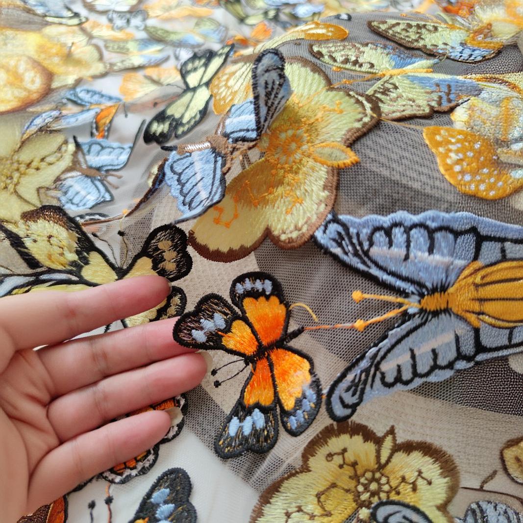 Picture of Three-Dimensional Butterfly Embroidery Fabric, Mesh Embroidery, Multi-Color Water-Soluble Embroidery with Full Blessings, Three-Dimensional Butterfly Flying Embroidery
