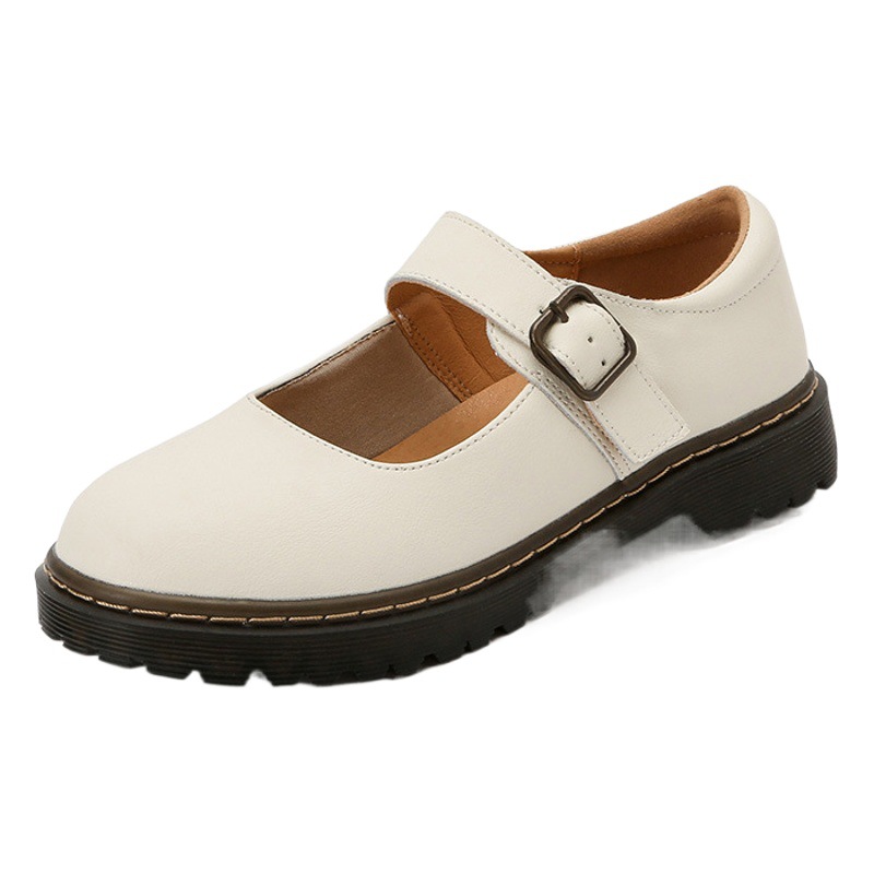 Cross-Border Foreign Trade Japanese Style Soft Girl Round-Toe Mary Jane Shoes Thick-Soled Thick-Heeled Small Leather Shoes Shallow Mouth One-Word Buckle Heightening Shoes