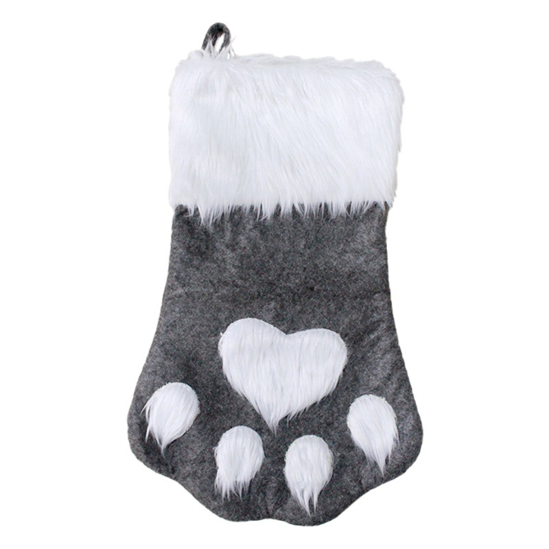 Christmas Large Gift Bag Pet Bag Christmas Decoration Hanging Ornaments Gray Red Dog Claw Gift Bag Imitation Hemp Bag