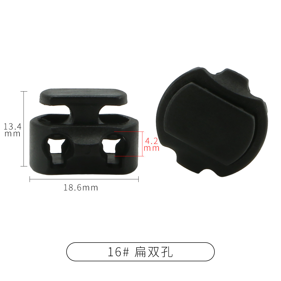 Picture of Manufacturer Plastic Adjustable Elastic Belt Spring Buckle with Rope Pig Nose Buckle Single and Double Holes Round Black Transparent Drawstring Buckle