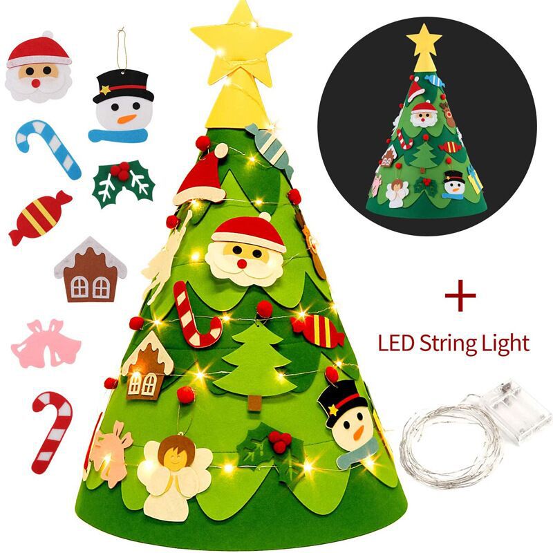 Picture of [felt Christmas tree] handmade DIY felt Christmas tree can be fixed Christmas decoration three-dimensional felt Christmas tree