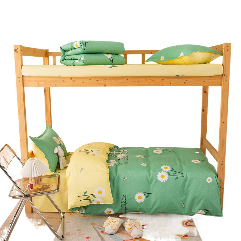Student Dormitory Single Bed Sheets Three-Piece Set Brushed Washed Cotton Quilt Cover Quilt Bed Four-Piece Bedding Set Six