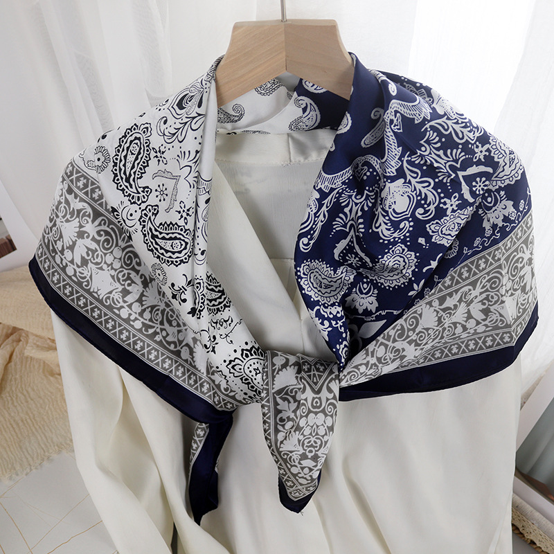 Picture of 90cm Cloud Brocade Square Scarf Hangzhou Silk Scarf Turban Shawl Scarf Women's Summer Outer Wear Spring Autumn Winter