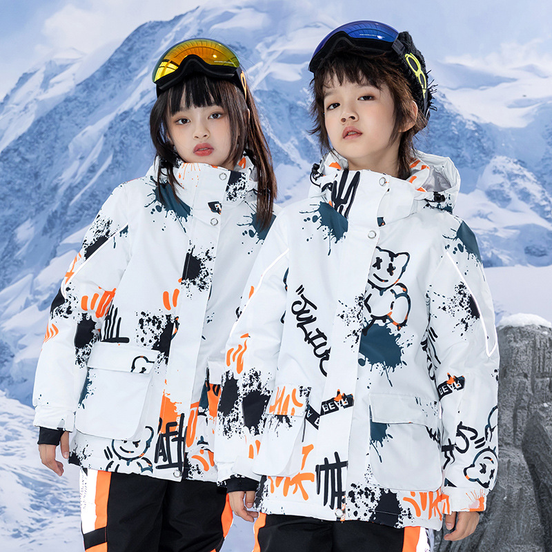 Picture of Children's Ski Suit for Boys and Girls Winter Outdoor Windproof Water-splashing Warm Thickened Snowboard Double-board Ski Suit New