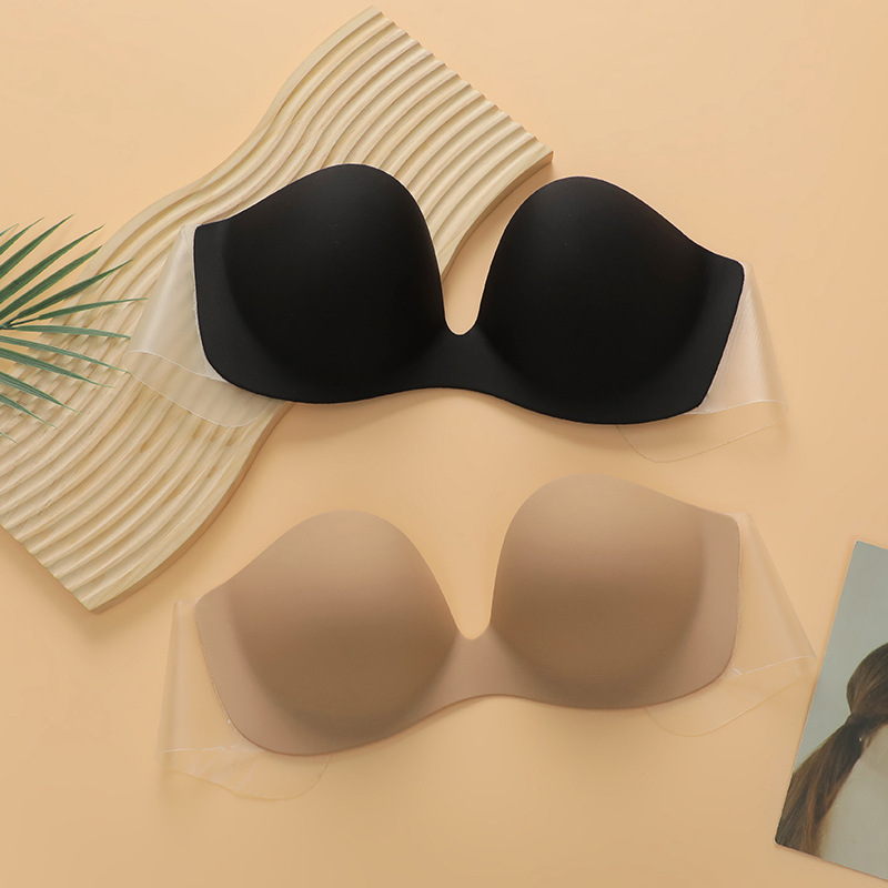 Cross-border Underwear Deep U Gathering Invisible Chest Sticker Transparent Flank Half Cup Gathering One-piece Strapless Bra