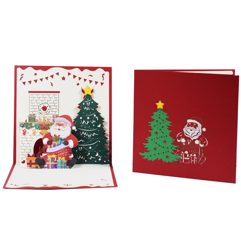 Picture of New Creative Amazon Cross-Border 3D Greeting Card Holiday Greetings Handmade Card Color Printed Christmas Lettering
