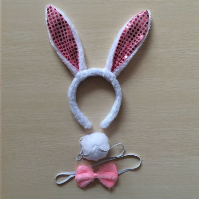 Picture of Cross-border Easter Plush Sequin Rabbit Headband Three-piece Set Ears Headband Bow Ties Children's Festival Performance Road