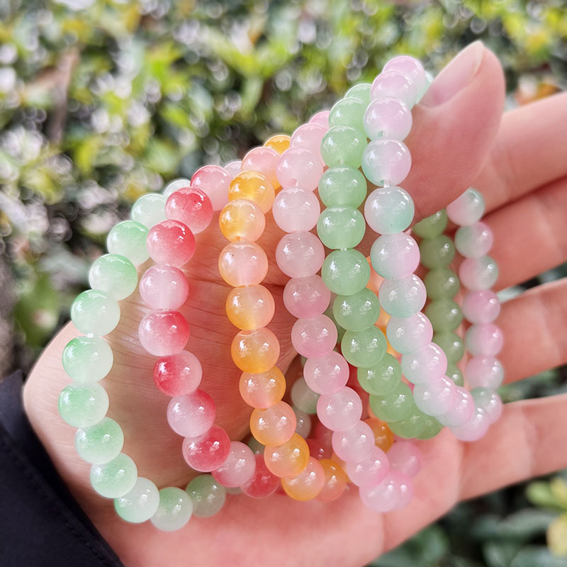 8mm two-color gradient ice through hand string around finger soft bracelet student rosary small red book with hand-held plate to play round beads