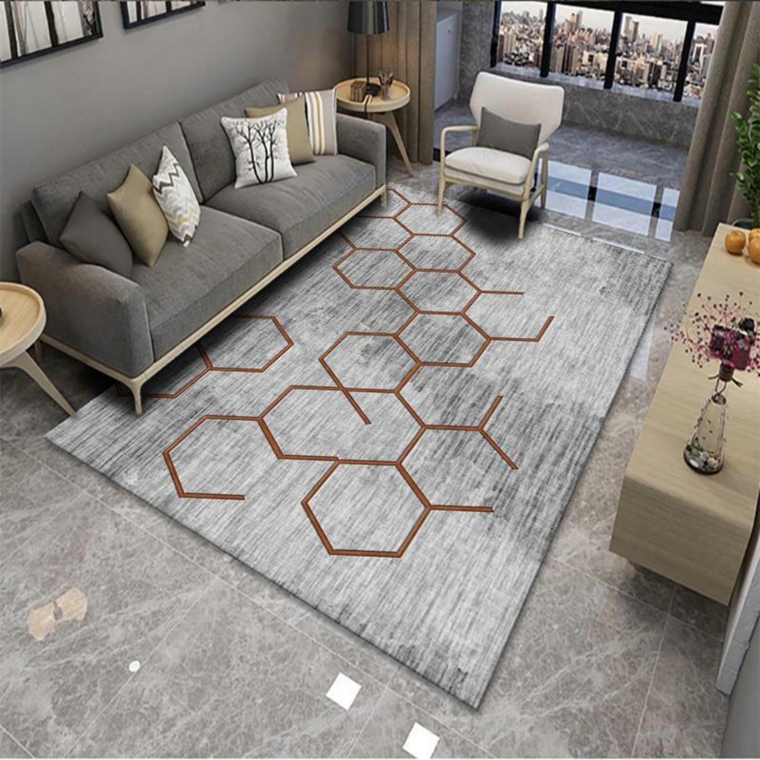 Picture of Modern Simple Living Room Carpet Geometric Pattern Home Study Sofa Printing and Dyeing Carpet Homestay Hotel Carpet Floor Mat