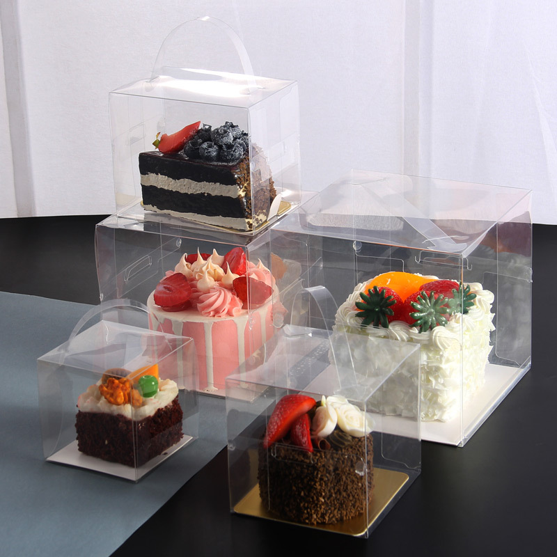 Four Inch Cake Box Portable Transparent Disposable Small Cake Box Cut Melaleuca Cake Baking Plastic Small Cake Box
