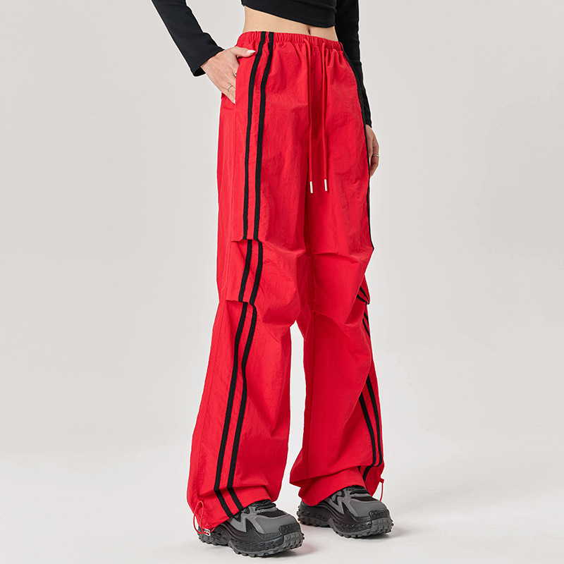 American Retro Parachute Trooper Pants Summer 2025 New Arrival Parallel Bars Pleated Casual Crane Pants Charge Long Pants