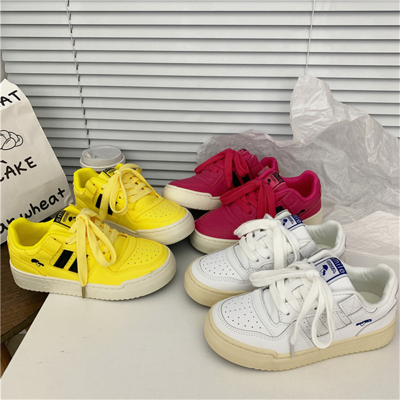 Spring and Summer 2024 New Thick-soled Yellow Sneakers Korean-style All-match Canvas Shoes Women's Harajuku-style Hong Kong-style Niche Street Shoes for Women