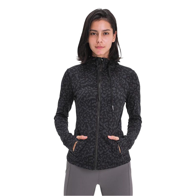 Cross-border New Women's Sports Hooded Jacket Women's Slim-fit Shaping Elastic Running Zipper Yoga Jacket S2088