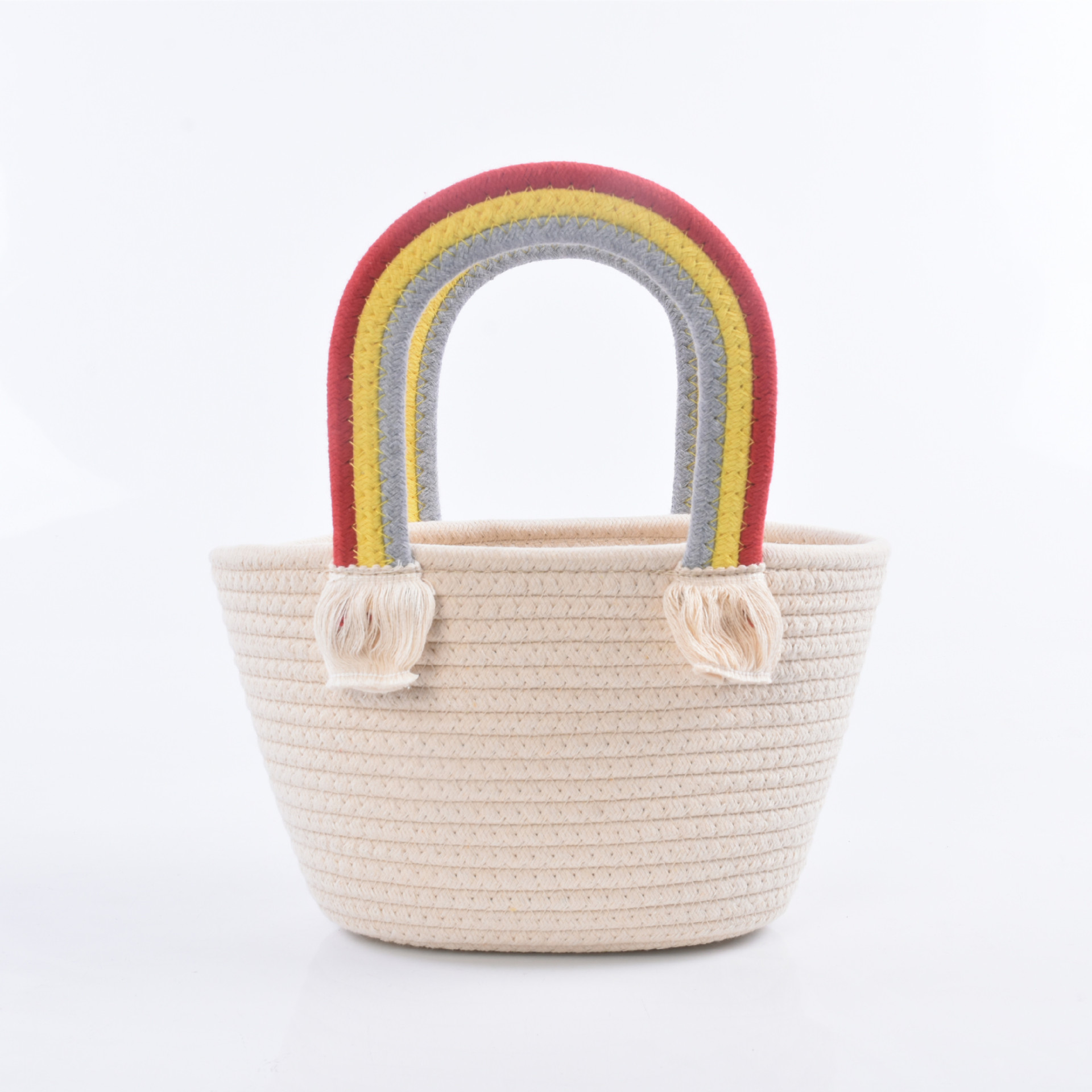 Hand-held Cotton Rope Rainbow Bag Woven Basket Wedding Celebration Hundred Days Banquet Return Gift Basket Gift Basket