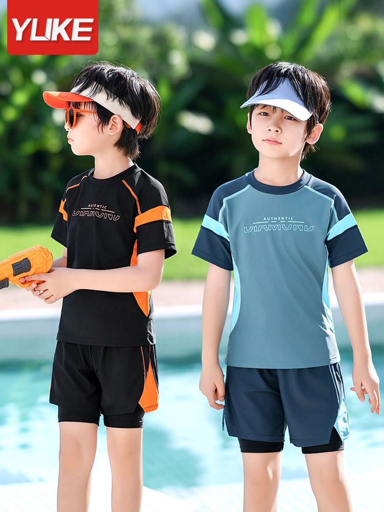 Picture of Children's Swimsuit Boys Split 2024 New Small, Medium and Large Children Student Double-Layer Swimming Trunks Swimsuit Sun Protection Swimsuit