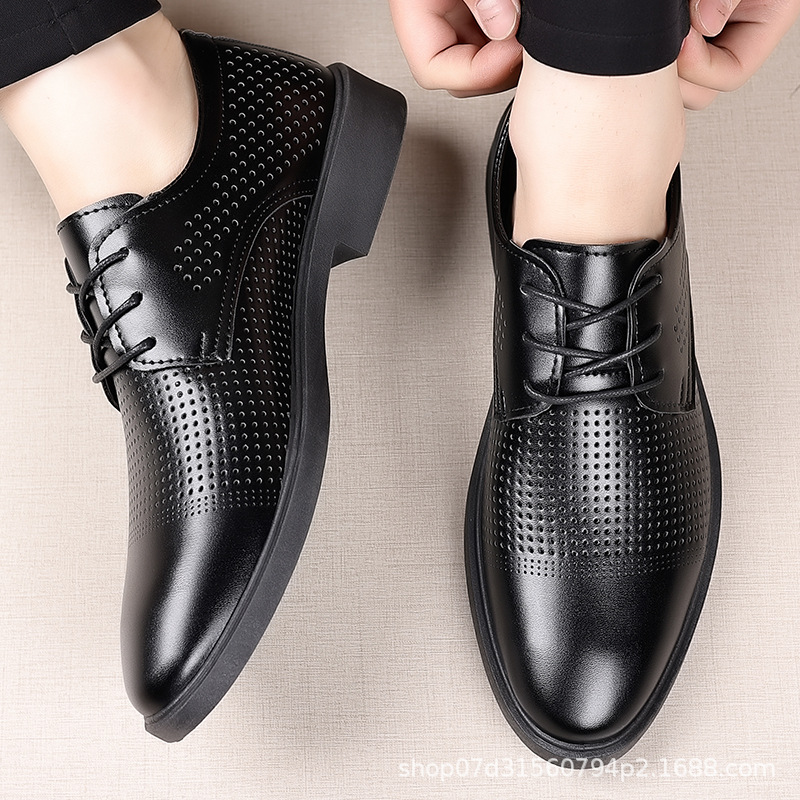 New Summer Hollow Mesh Breathable Leather Sandals Men's British Business Casual Leather Shoes Non-slip Wear-resistant Men's Shoes