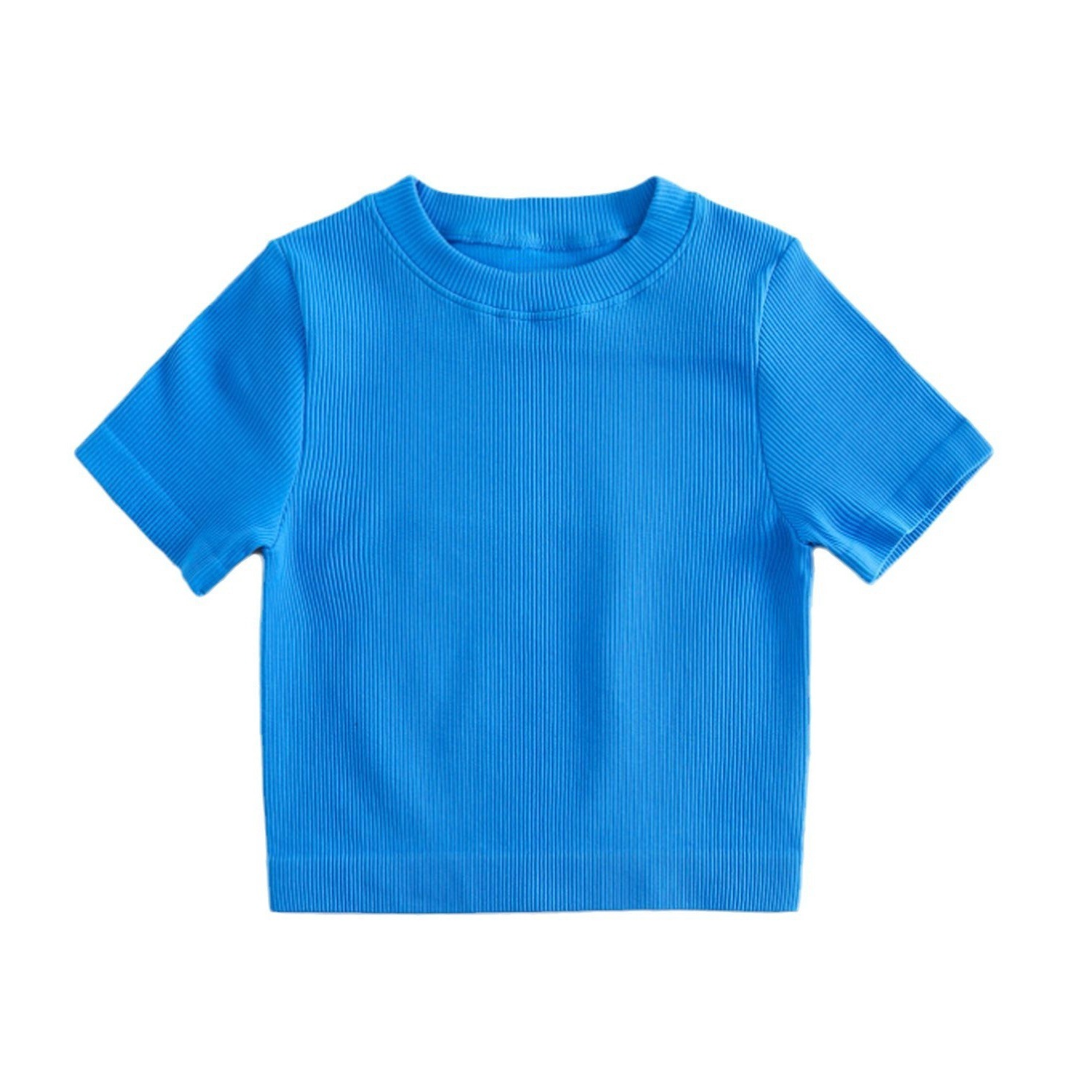 Picture of Hot girl sexy tight chest slimming round neck short sleeve t-shirt women's summer slim fit ins short navel bottoming solid color top fashion