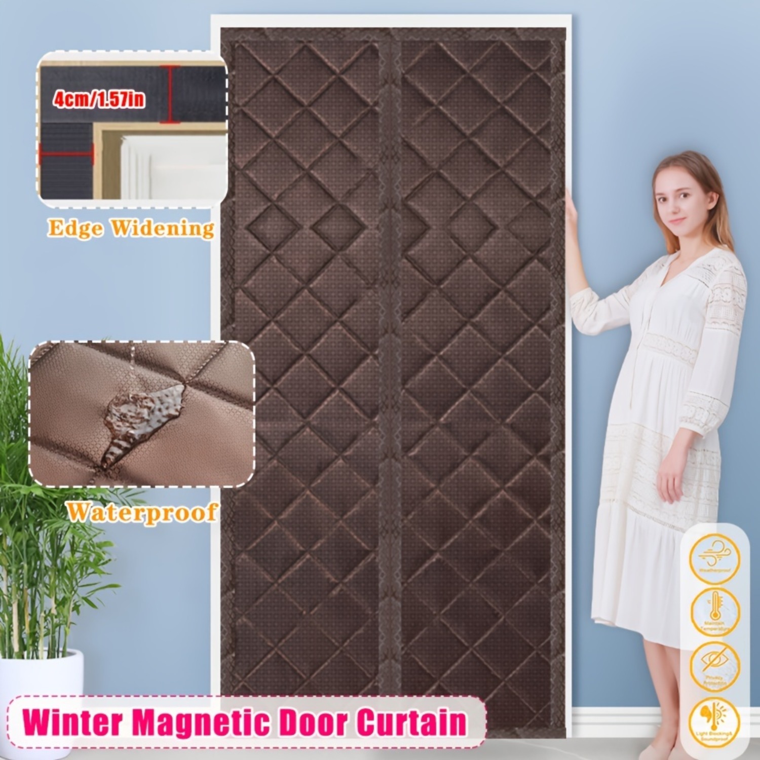 Cotton Door Curtain Winter Warm Windproof Door Curtain Kitchen Bedroom Room Home Partition Curtain Anti-Mosquito Soft Gauze Curtain