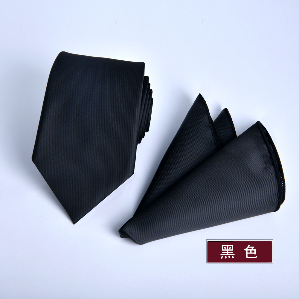 Picture of Tie Square Scarf Set 2-Piece Matte Plain Color Single Color Spot New Men's Formal Wear Business Professional 8cm Hand-Tied