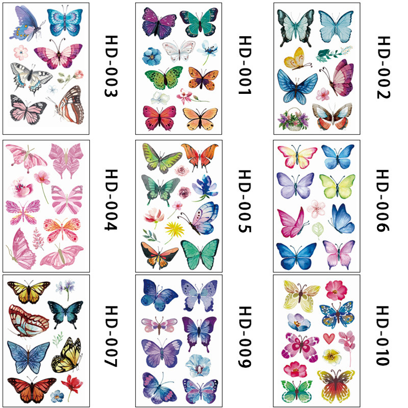 Picture of New Cross-border Cute Color Butterfly Tattoo Sticker Waterproof Small Fresh Children's Children's Six One Princess Face Sticker Color Sticker