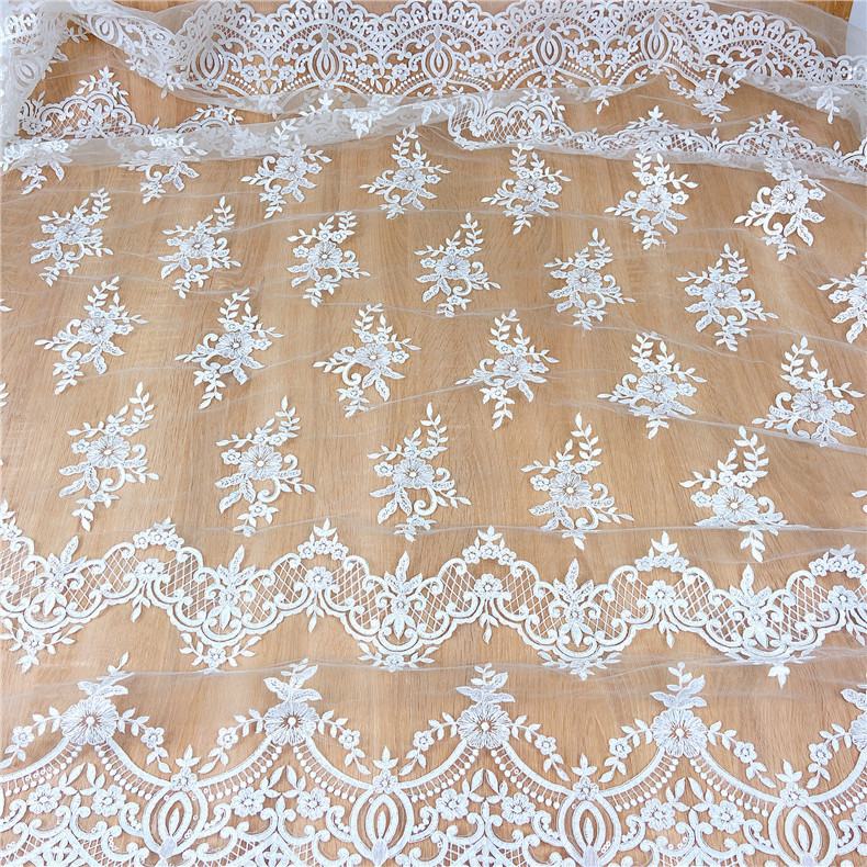 Picture of New Water Soluble Mesh Wedding Dress Embroidered Fabric Mesh Embroidered Sequin Fabric Lace Fabric for Wedding Dress