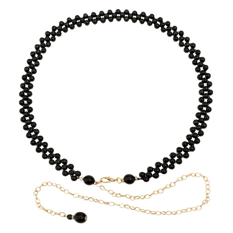 Pearl belt Women's diamond-embedded elastic new waist chain Women's decoration with dress elastic all-match Belt Women's petals