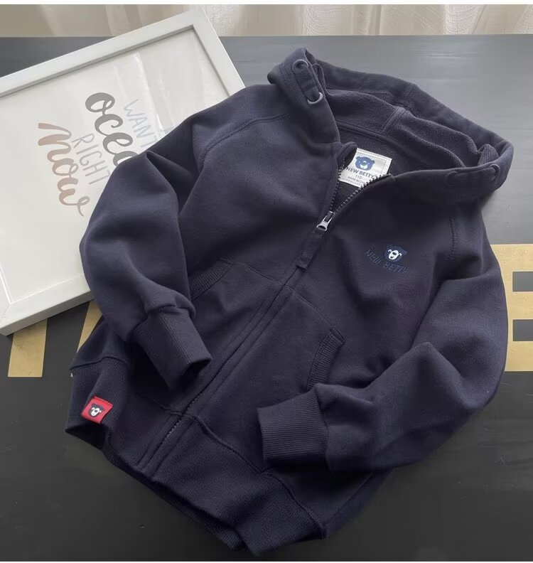 Picture of Boys' Autumn Hooded Jacket Autumn and Winter New Children's Top Baby Warm Casual Zipper Sweatshirt