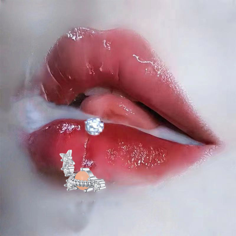 Picture of Cross-Border Flashing Love Mud Ball Lip Ring Wholesale Oil Dripping Fine Glitter Niche Sweet Hot Girl Lip Nail Piercing Jewelry