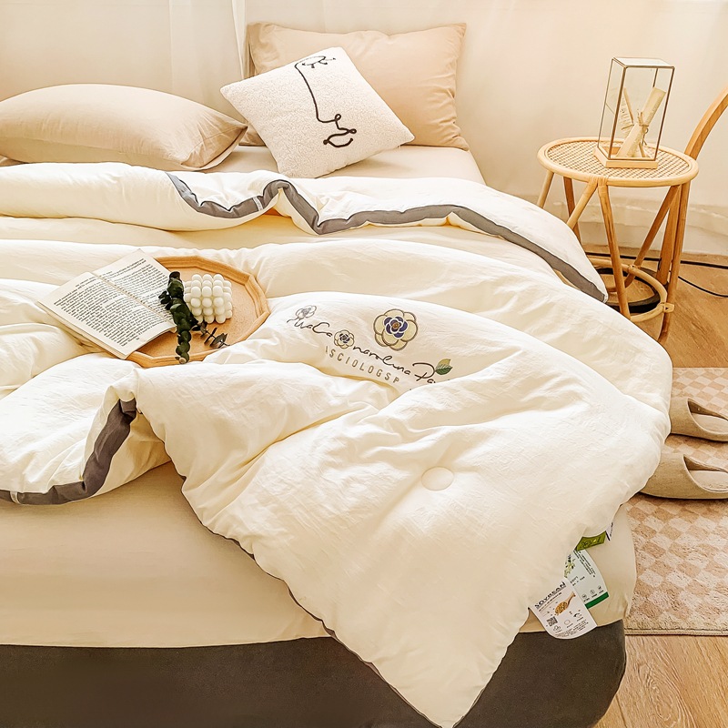 Picture of Category a Maternal and Infant Grade Camellia Stereo Soybean Quilt 30% Soy Fiber Winter Quilt Core Spring & Fall Quilt All Year Round Quilt