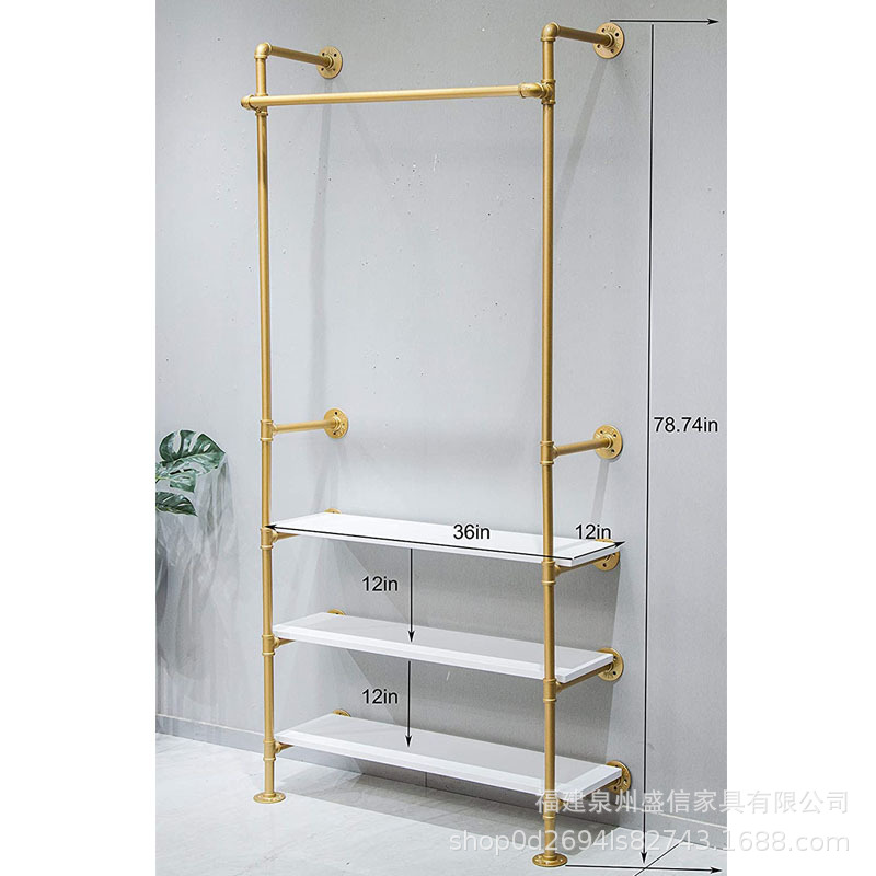 Picture of Cross-border Retro Industrial Style Clothing Water Pipe Rack Iron Clothes Hanger Old Shelf Clothing Store Wall Display Rack