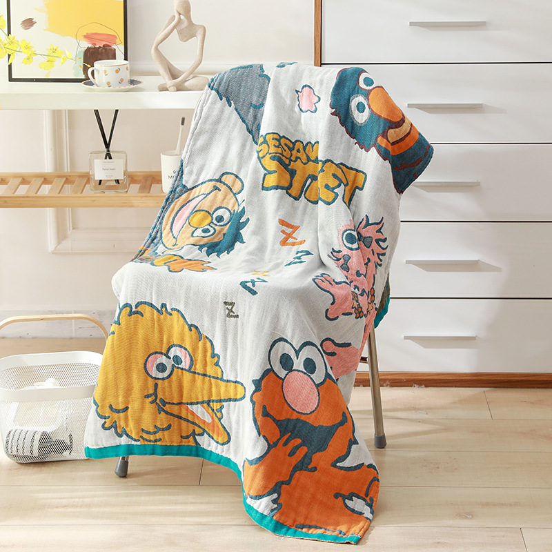 Picture of Wholesale Colored Cotton Four-Layer Gauze Bath Towel Absorbent Adult Couple Household Bath Towel Four Seasons Cartoon Cotton Bath Towel