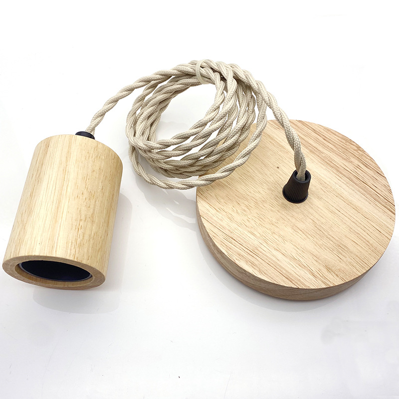 Picture of E27 Screw Solid Wood Lamp Holder Cafe Wood Chandelier Bedroom Restaurant Creative Wood Lamp Holder