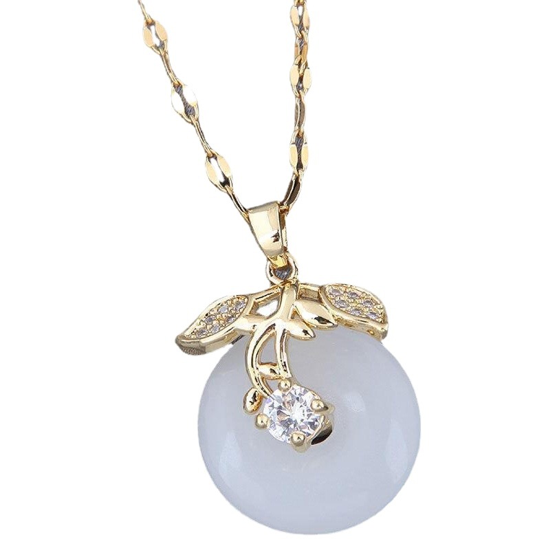 2022 Meichen New Style Simple Opal Mixed Material Necklace for Women Light Luxury Fashion All-match Cyber Celebrity Collarbone Necklace