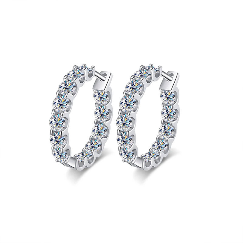 Cross-Border Supply S925 Silver Moissanite Full Diamond Earrings High-End Fashion Full Diamond Earrings Moissanite Earrings Heavy Industry