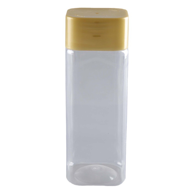 Factory 65 caliber plastic honey bottle large cap cover transparent square jar sealed bottle pet in stock candy sub-packaging jar