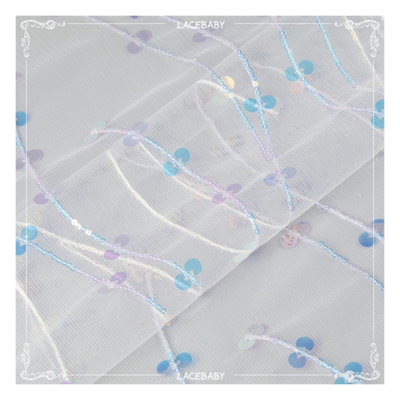 Laser Sequin Accessories Mesh Lace Embroidery Lace Fabric Organza Fabric Stage Performance lacefabric