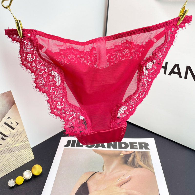 Picture of New Style Underwear Women's Lace Sexy Pure Lust Style Diamond Decoration Comfortable Breathable Large Size Medium Low Waist Briefs Satin