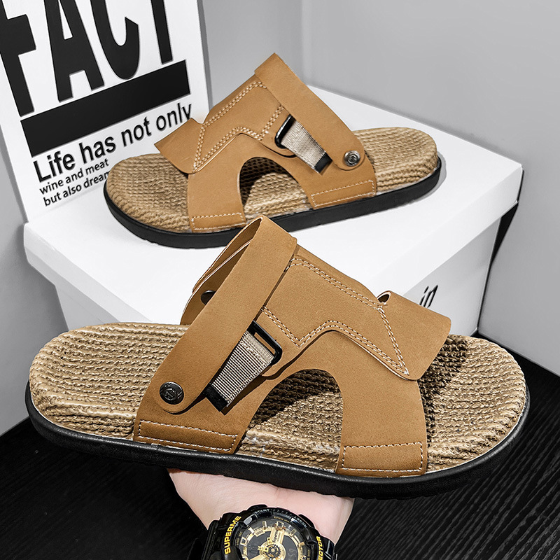 Large Size Sandals for Men's Summer Outer Wear Beach Men's Shoes Non-Slip Wear-Resistant Men's Casual Shoes Driving Dual-Use Sandals and Slippers