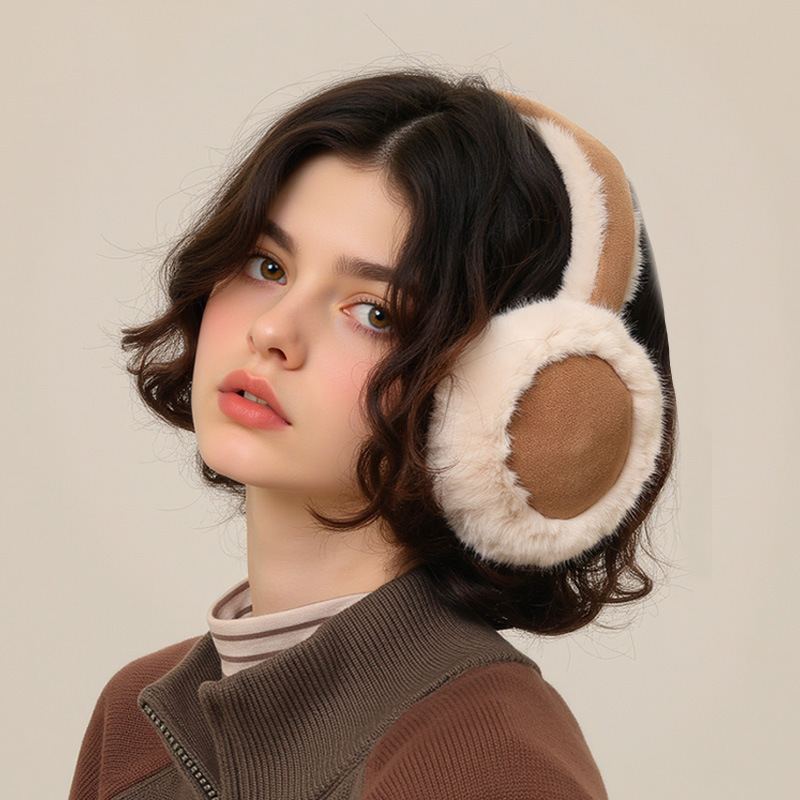 Wholesale rabbit fur warm ear pads for women, fashionable versatile winter cycling protection against cold and frost, plush ear tips