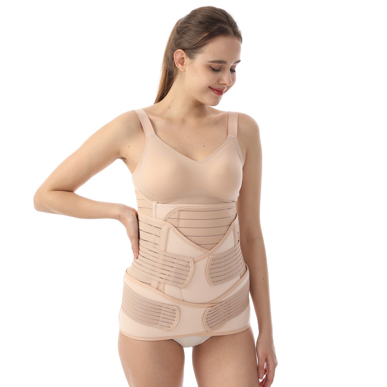 Postpartum abdomen belt thin breathable slimming waist caesarean section special maternal shaping pelvic belt three-piece set