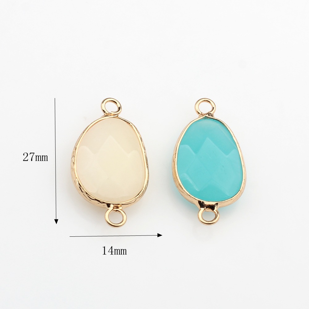 Picture of Cross-border hot selling new natural stone pendant copper wrapping cut-shaped double hanging pendant wholesale
