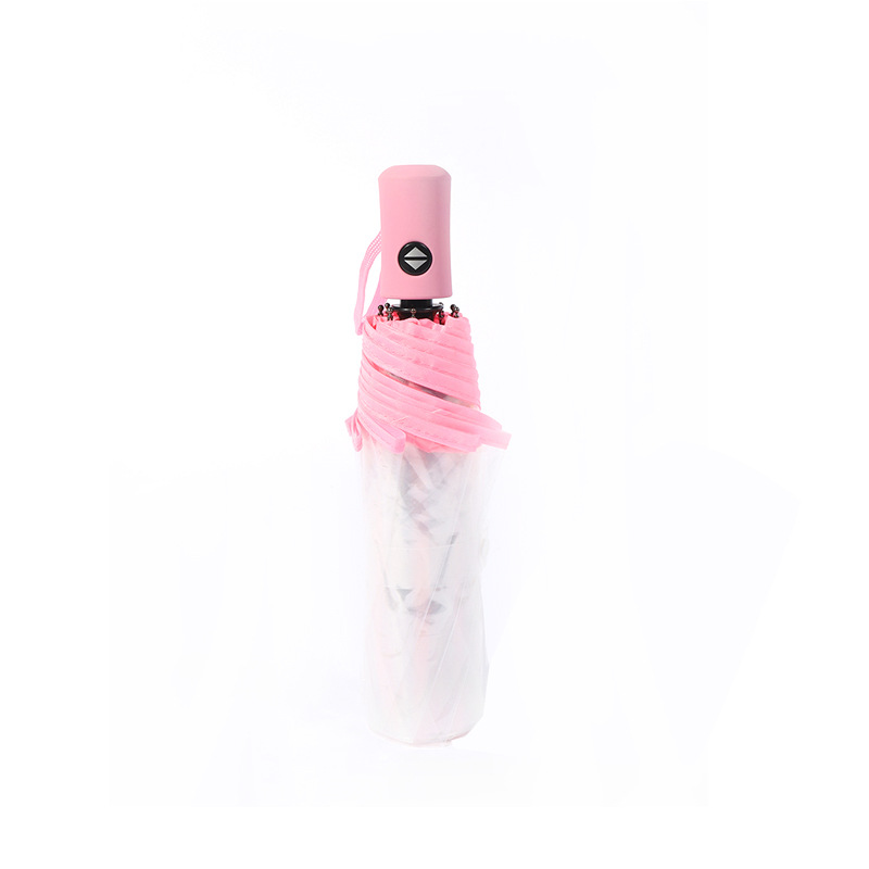 Picture of Fully Automatic Transparent Umbrella Folding 70% off Colorful Handle for Women, Logo Printable, White, Factory Direct Sales, Cross-Border Exclusive Supply