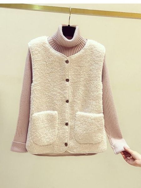 Picture of 2023 Winter New Style Gentle Vest Round Neck Single-Breasted Vest Jacket Slimming Look Cashmere Cardigan for Women