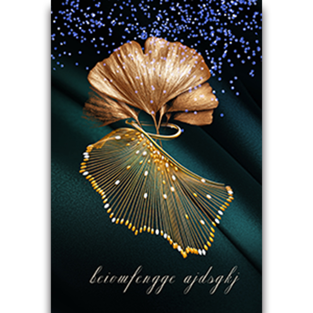 Picture of Source Factory Black Gold Leaves Living Room Hanging Painting Nordic Landscape Canvas Core Wholesale Abstract Restaurant Decorative Painting