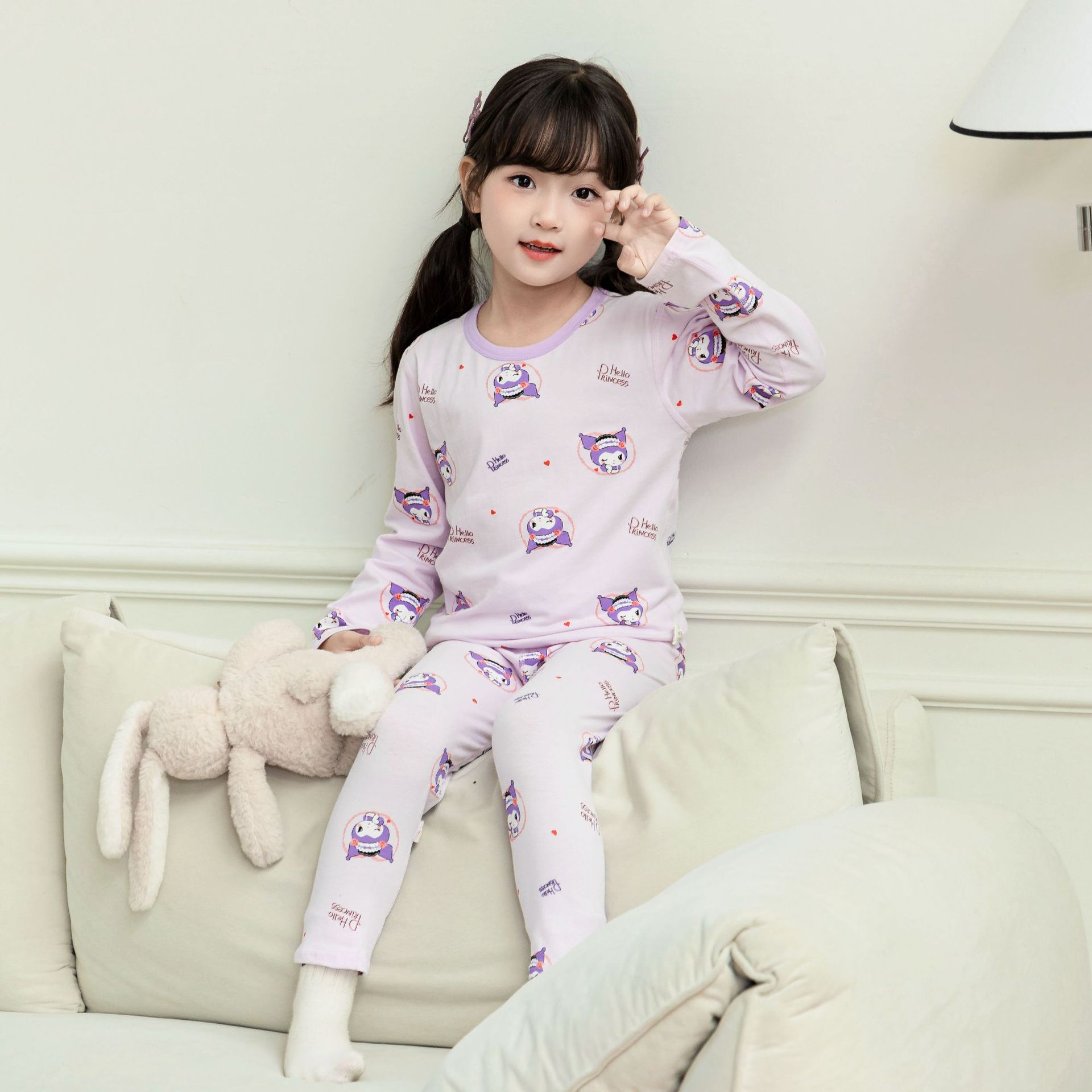 Spring and Autumn Pure Cotton Boneless Lycra Children's Home Clothes Underwear suit Two-piece Set for Boys and Girls Baby's Autumn Clothes and Pants